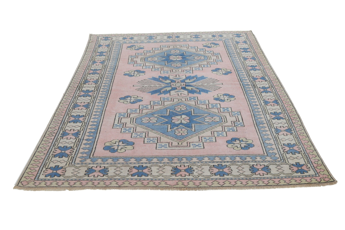 Geometric Turkish rug, Oushak rug, Vintage rug, Boho rug, Handmade rug, Area rug, Carpet rug, 6x8 Turkish rug,Eclectic rug,Nursery rug, 7285