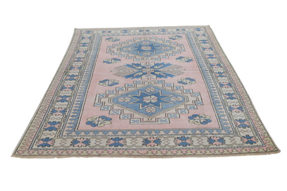 Geometric Turkish rug, Oushak rug, Vintage rug, Boho rug, Handmade rug, Area rug, Carpet rug, 6x8 Turkish rug,Eclectic rug,Nursery rug, 7285