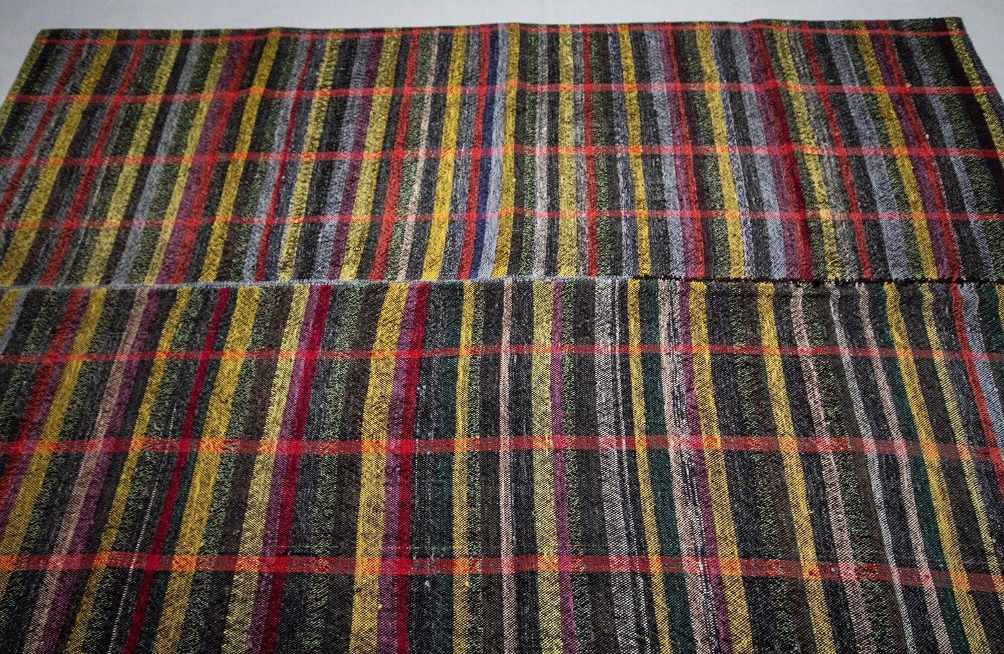 Plaid Eclectic Rug Kilim, Area Boho Bedroom Kilim rug, Turkish Vintage Kilim Rug, Turkey rug, Colorful Handmade ,Kilim rug, 134