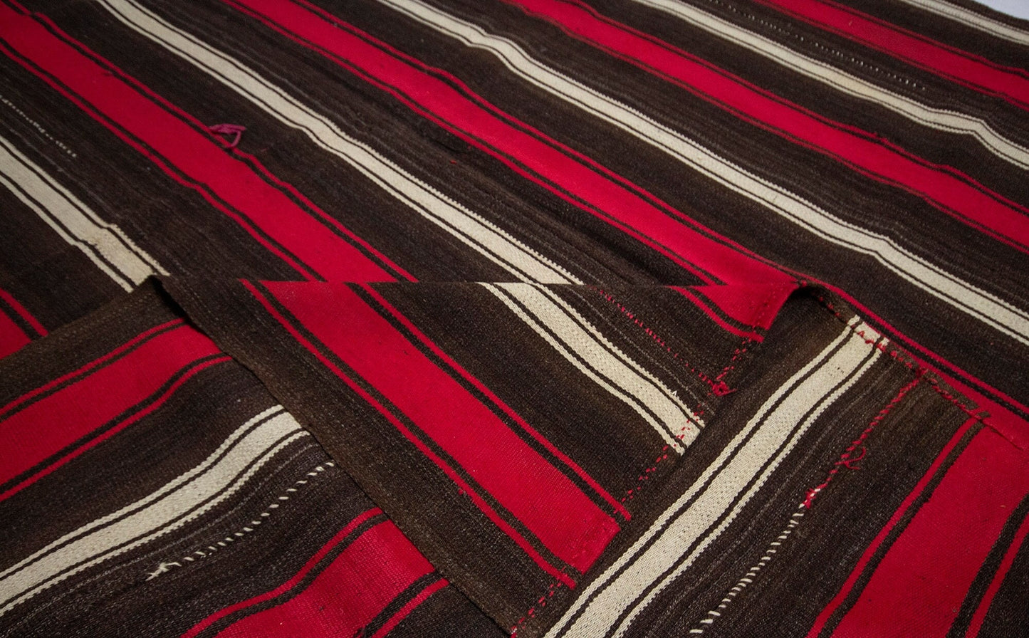 Red Brown Striped Kilim rug, Vintage kilim Rug ,Turkish kilim Rug, Handmade rug, Rustic decor, Kilim rug 6x8, Primitive Flat weave Rug, 3687