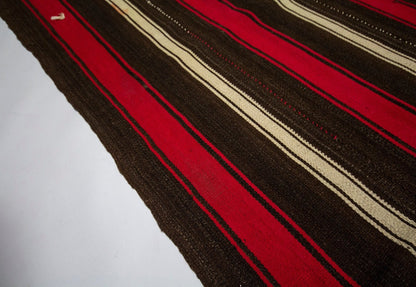 Red Brown Striped Kilim rug, Vintage kilim Rug ,Turkish kilim Rug, Handmade rug, Rustic decor, Kilim rug 6x8, Primitive Flat weave Rug, 3687