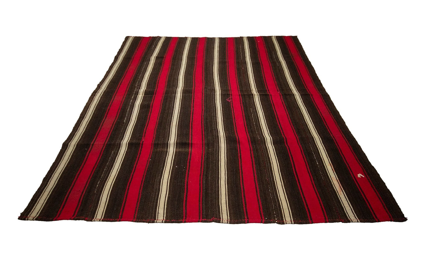 Red Brown Striped Kilim rug, Vintage kilim Rug ,Turkish kilim Rug, Handmade rug, Rustic decor, Kilim rug 6x8, Primitive Flat weave Rug, 3687