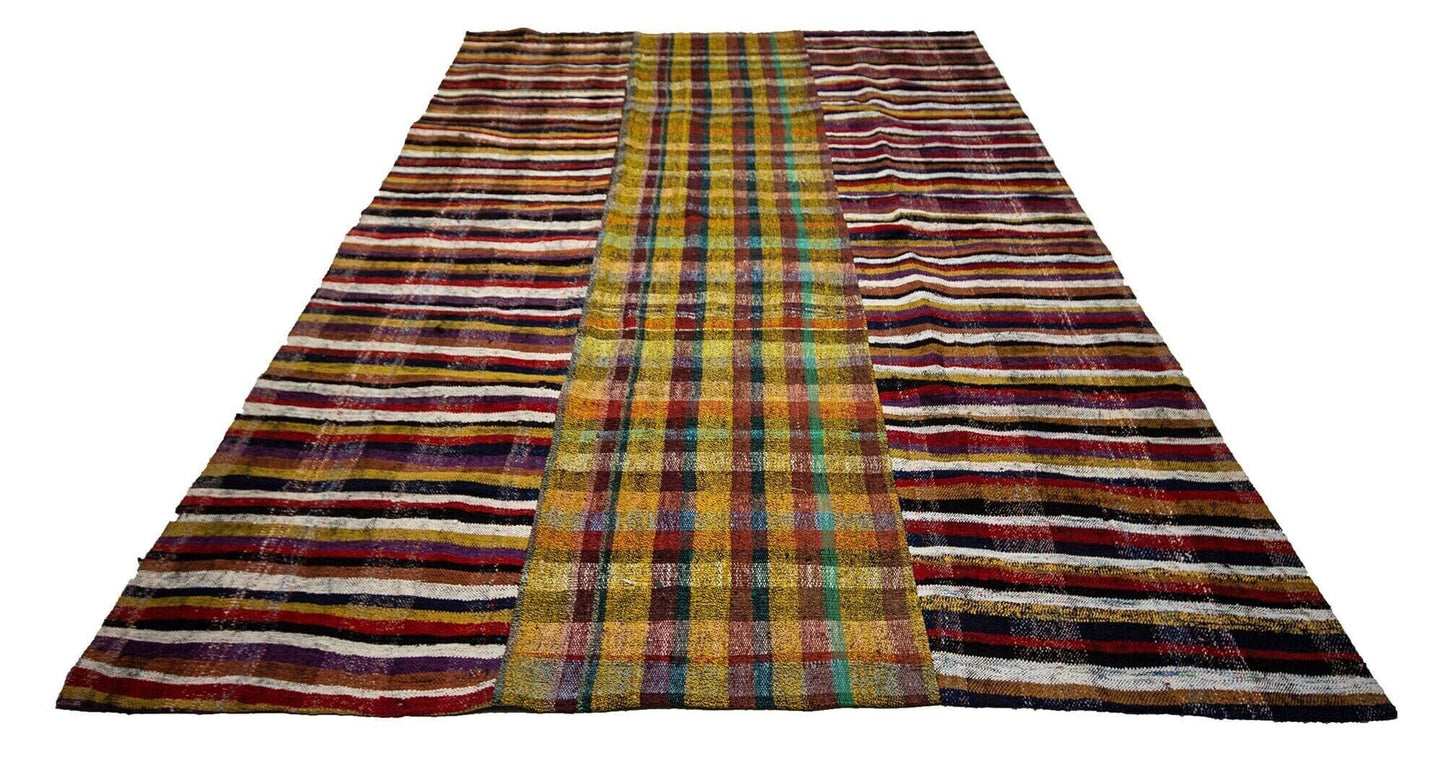 7x10 Soil Color Kilim rug, Terracotta Turkish Vintage Kilim Rug ,Goat hair Area Kilim Rug , Farmhouse decor, One of a kind rug, Kilim, 138