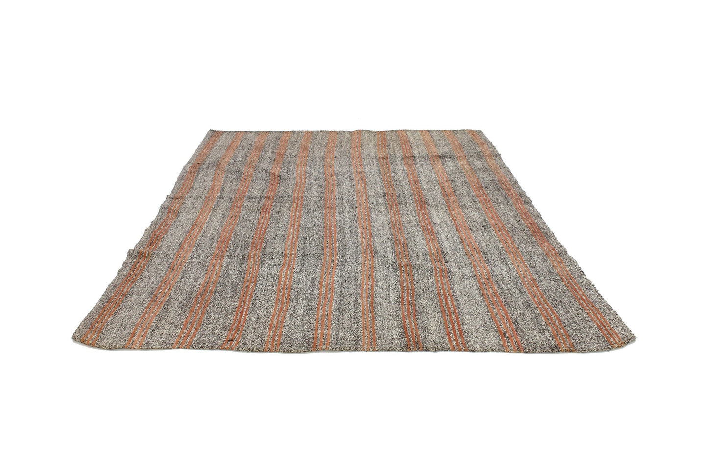 Orange Striped Turkish Kilim Rug, Handmade Gray Vintage Area Rug, Kilim Rug 6x8 , Living Room İndoor Kilim Rug,958