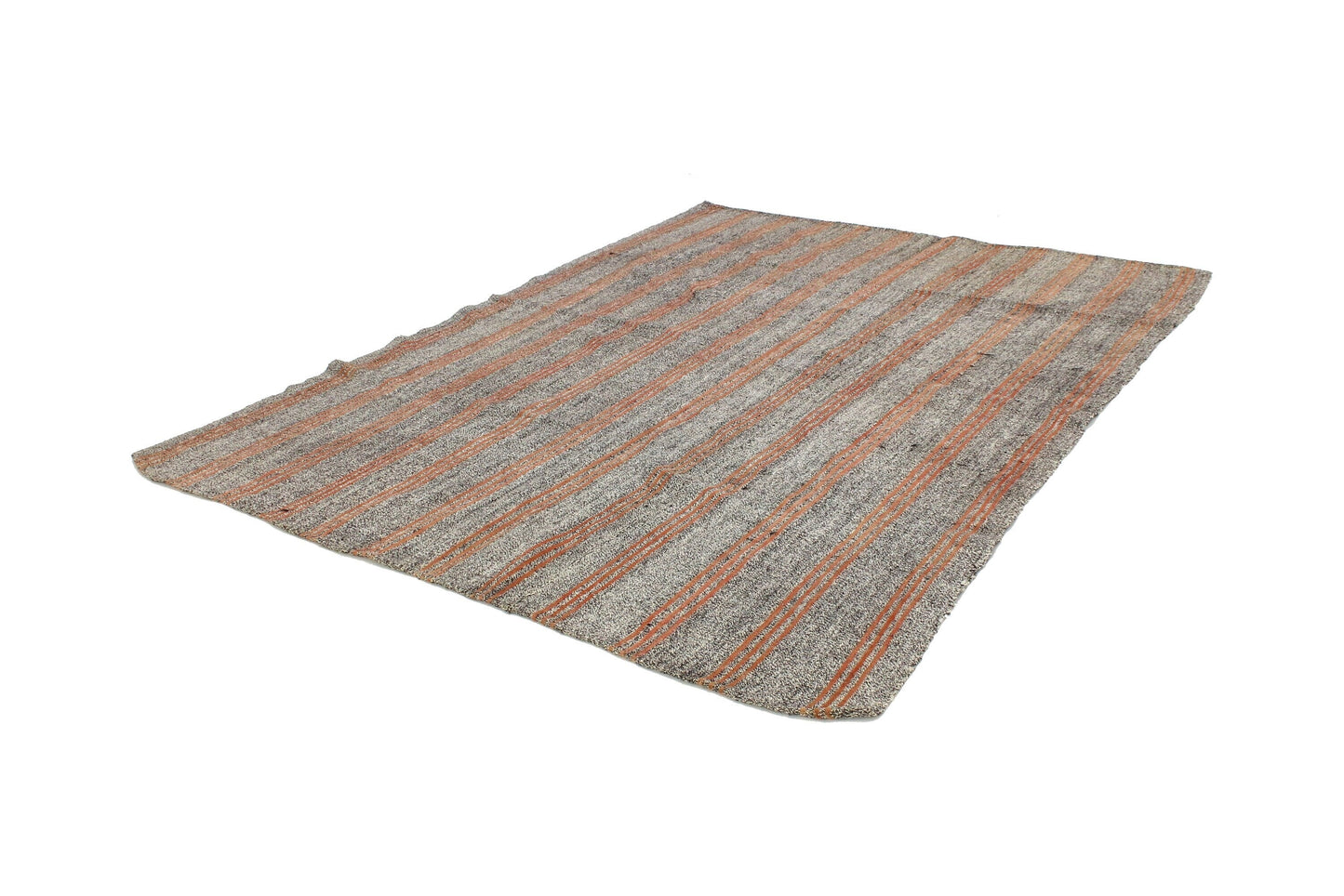 Orange Striped Turkish Kilim Rug, Handmade Gray Vintage Area Rug, Kilim Rug 6x8 , Living Room İndoor Kilim Rug,958