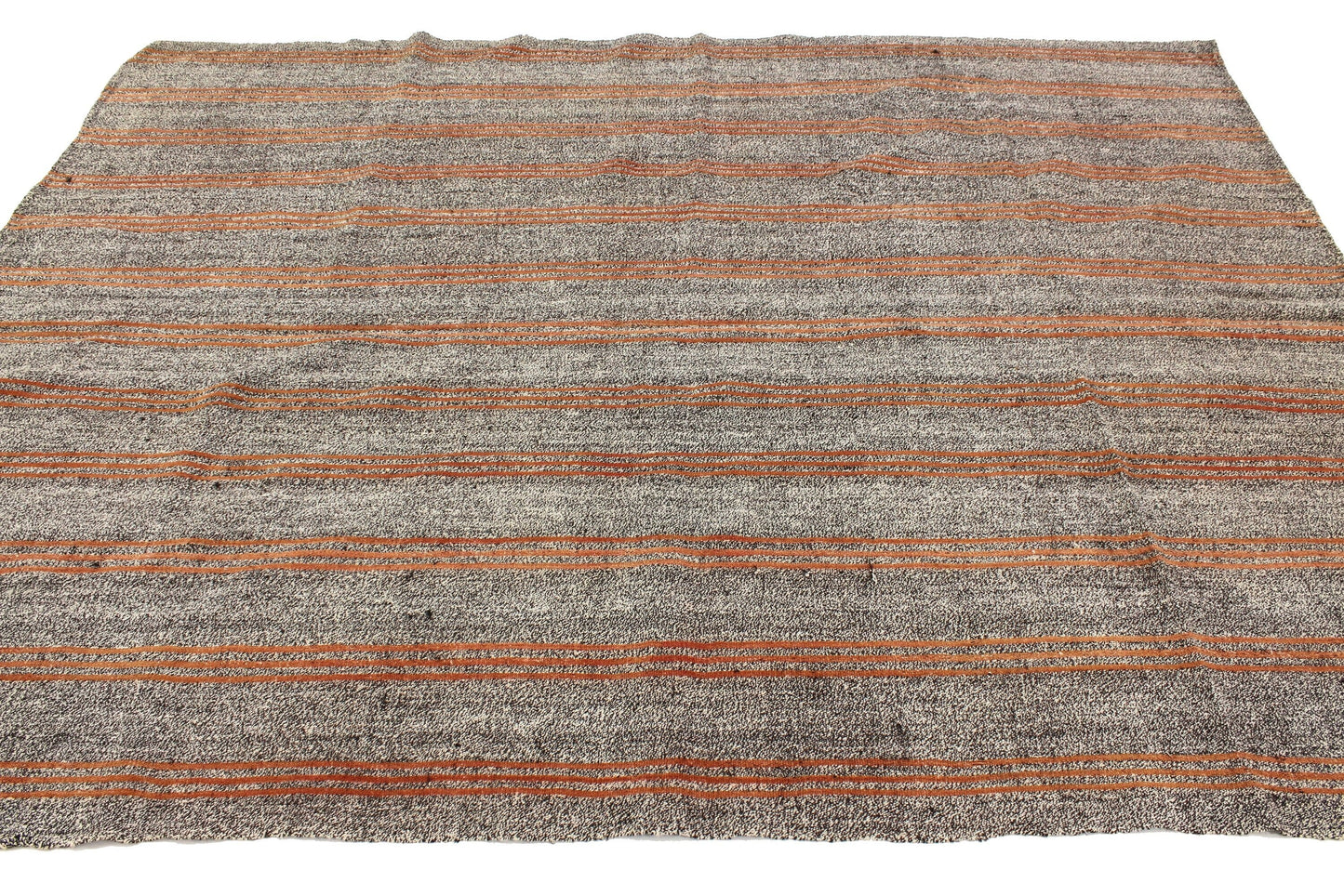 Orange Striped Turkish Kilim Rug, Handmade Gray Vintage Area Rug, Kilim Rug 6x8 , Living Room İndoor Kilim Rug,958