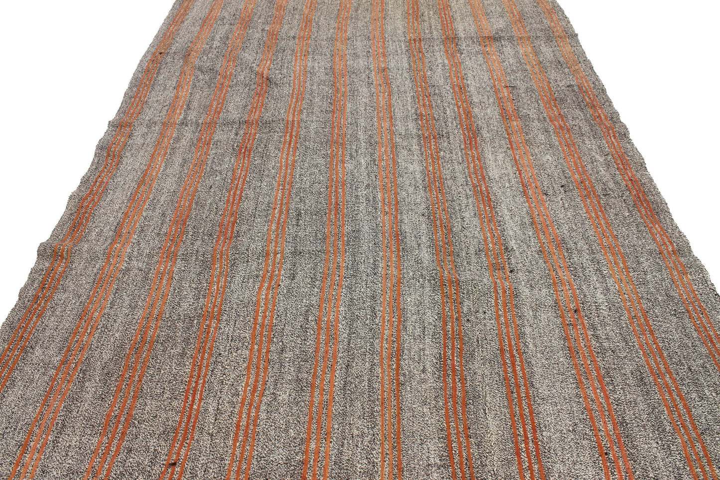 Orange Striped Turkish Kilim Rug, Handmade Gray Vintage Area Rug, Kilim Rug 6x8 , Living Room İndoor Kilim Rug,958