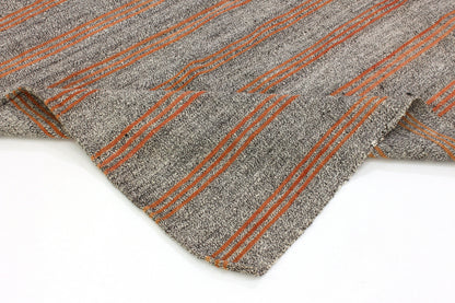 Orange Striped Turkish Kilim Rug, Handmade Gray Vintage Area Rug, Kilim Rug 6x8 , Living Room İndoor Kilim Rug,958