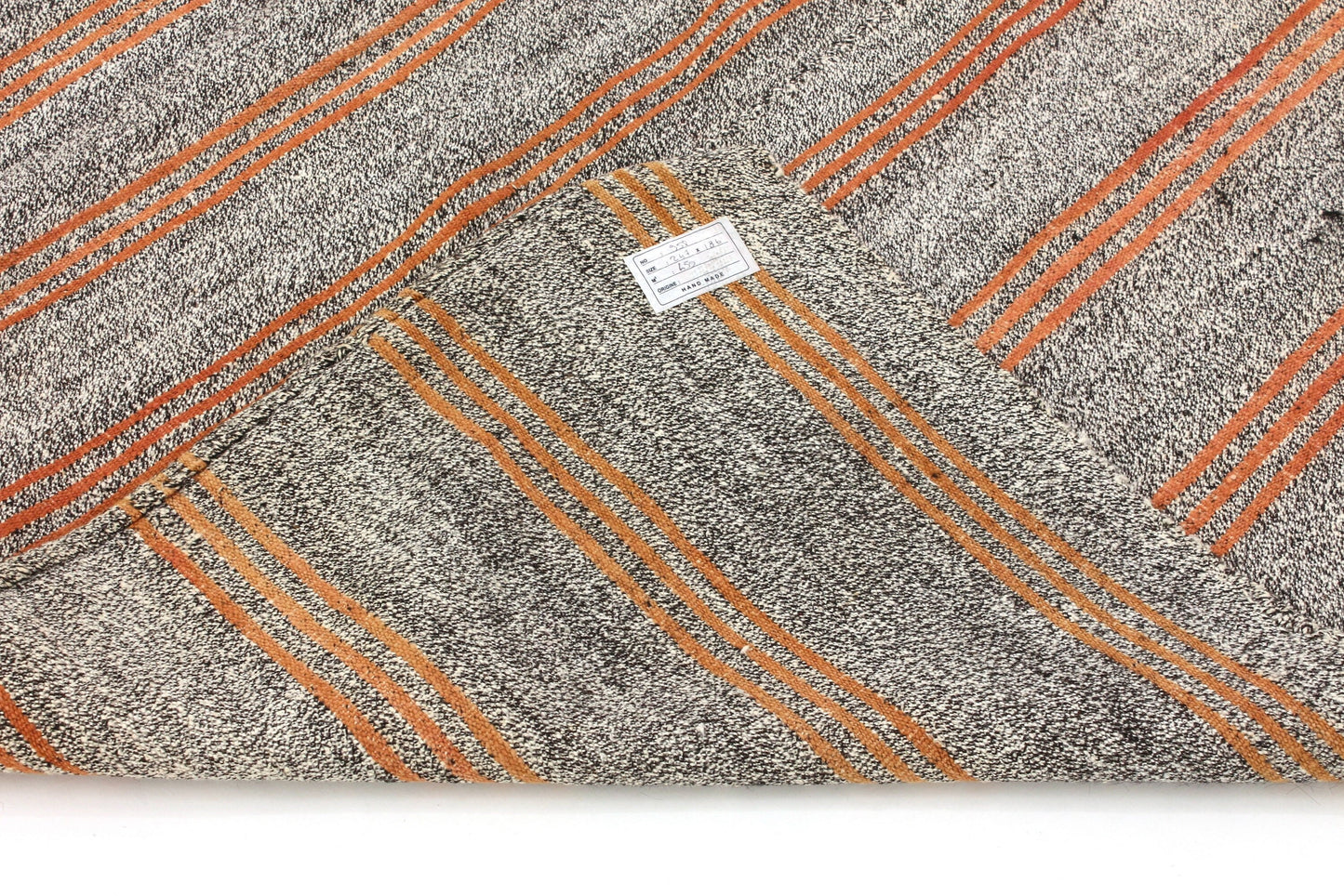 Orange Striped Turkish Kilim Rug, Handmade Gray Vintage Area Rug, Kilim Rug 6x8 , Living Room İndoor Kilim Rug,958