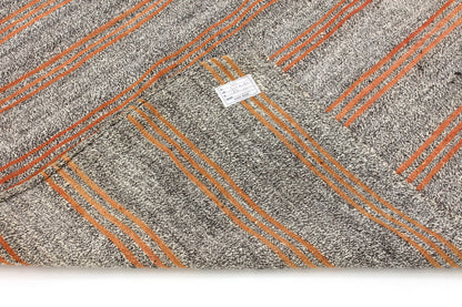 Orange Striped Turkish Kilim Rug, Handmade Gray Vintage Area Rug, Kilim Rug 6x8 , Living Room İndoor Kilim Rug,958