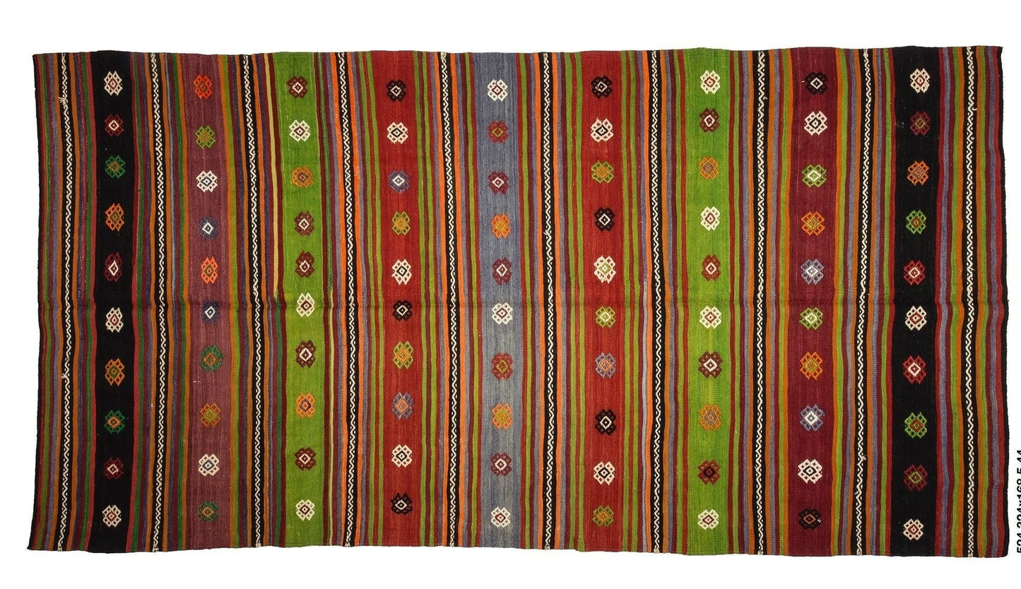 Turkish Kilim Rug Primitive ,Vintage Kilim rug ,Striped Kilim rug , Handmade Flat weave Kilim rug, Area Living room Kilim rug, Floor rug,524