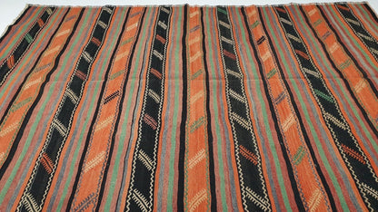 Kilim rug,Orange Area Kilim rug,Turkish Vintage Kilim, Oriental Boho Chic Living room rug,One of a kind Area rug,2531