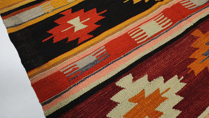 Hallway Runner rug, Kilim rug runner, 4x10 Runner rug, Turkish Vintage runner rug, Kitchen rug, Corridor rug, 2910