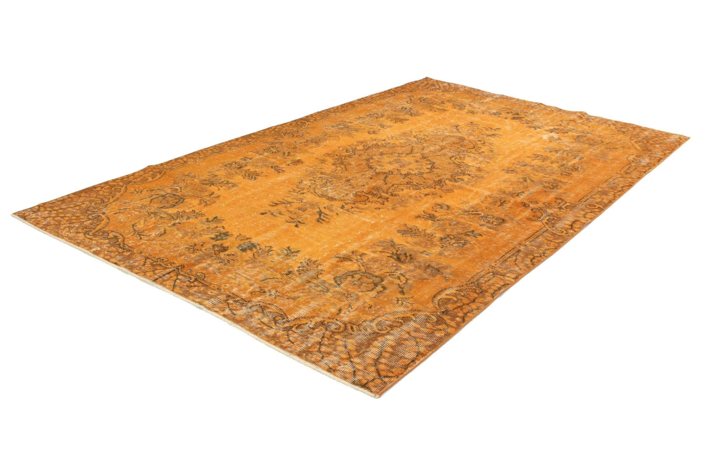 Vintage Carpet Orange Rug ,6x9 Turkish Rug, Overdyed Rug, Floral Rug ,Old Rug ,Carpet Rug ,Turkish Rug, Unique Rug, Living Room Rug, 3359