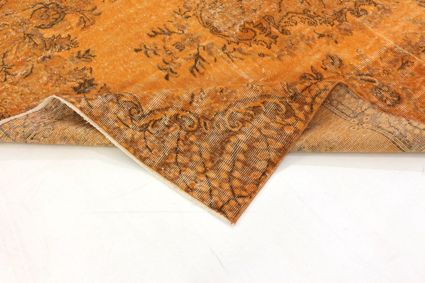 Vintage Carpet Orange Rug ,6x9 Turkish Rug, Overdyed Rug, Floral Rug ,Old Rug ,Carpet Rug ,Turkish Rug, Unique Rug, Living Room Rug, 3359