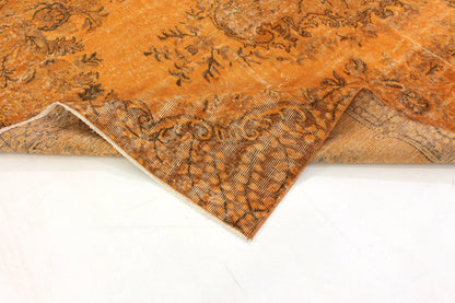 Vintage Carpet Orange Rug ,6x9 Turkish Rug, Overdyed Rug, Floral Rug ,Old Rug ,Carpet Rug ,Turkish Rug, Unique Rug, Living Room Rug, 3359