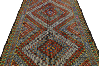 Long Wide Kilim rug,Handmade Decorative Wool Runner Kilim Rug,Entryway One of a kind Vintage Turkish Kilim rug,Anatolia rug,8144