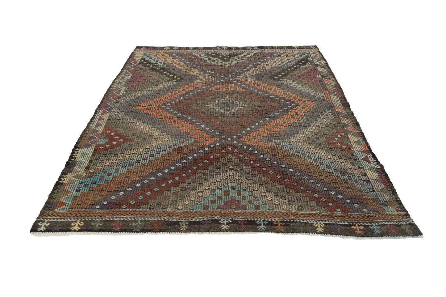Kilim rug Terracotta, Turkish Kilim rug Eclectic ,One of a kind Vintage Kilim Rug ,Handmade Kilim Rug, Area Rug 7x9, KiLİM RUG 7x9, 8179