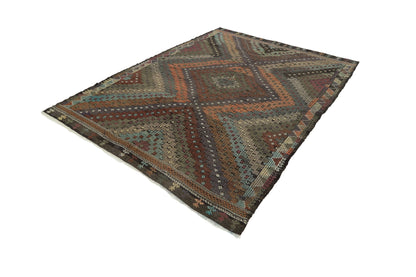 Kilim rug Terracotta, Turkish Kilim rug Eclectic ,One of a kind Vintage Kilim Rug ,Handmade Kilim Rug, Area Rug 7x9, KiLİM RUG 7x9, 8179