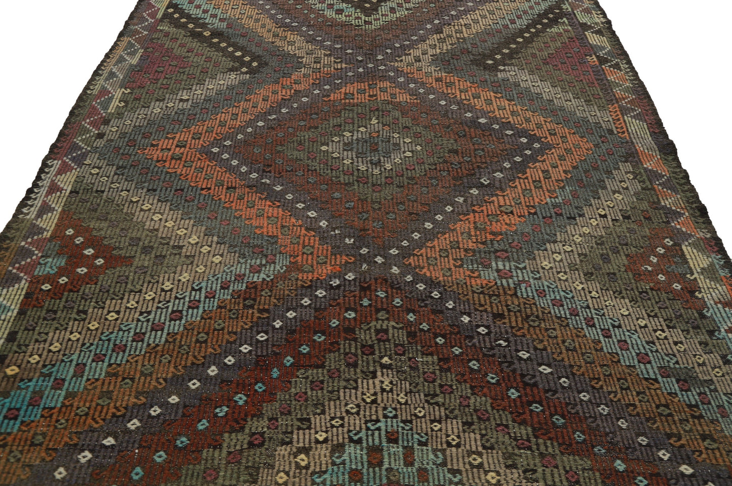 Kilim rug Terracotta, Turkish Kilim rug Eclectic ,One of a kind Vintage Kilim Rug ,Handmade Kilim Rug, Area Rug 7x9, KiLİM RUG 7x9, 8179