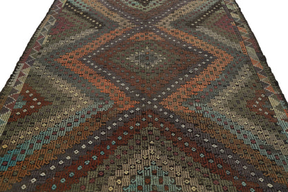 Kilim rug Terracotta, Turkish Kilim rug Eclectic ,One of a kind Vintage Kilim Rug ,Handmade Kilim Rug, Area Rug 7x9, KiLİM RUG 7x9, 8179