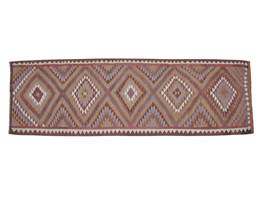 Turkish Kilim Runner Rug, Vintage Handmade Runner Rug, Oushak Antique Runner Rug, Hallway Runner, Rug Runner, Runner Rug 4x11, 11384